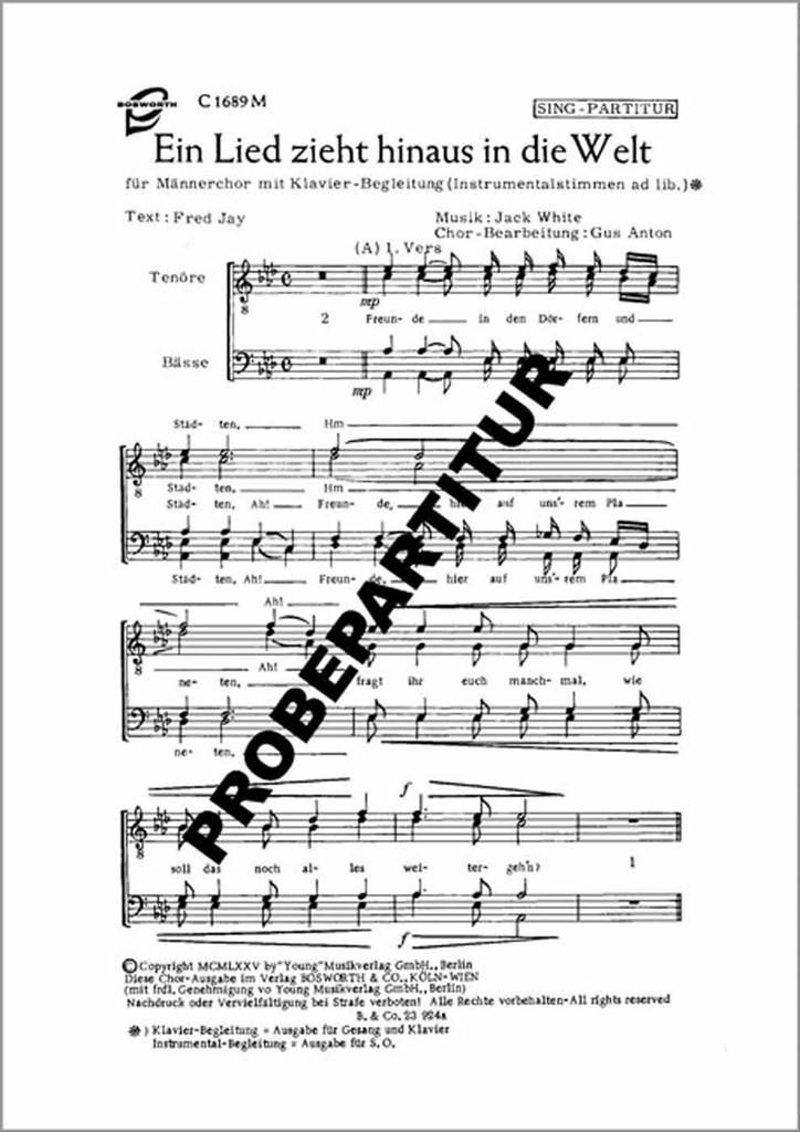 Ein Lied zieht hinaus in die Welt